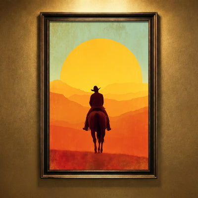 The "Riding Solo" Print | Retro Western Sunset Edition