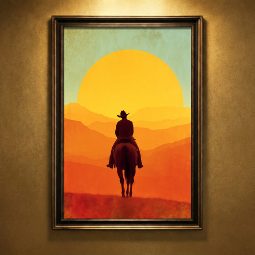 The "Riding Solo" Print | Retro Western Sunset Edition