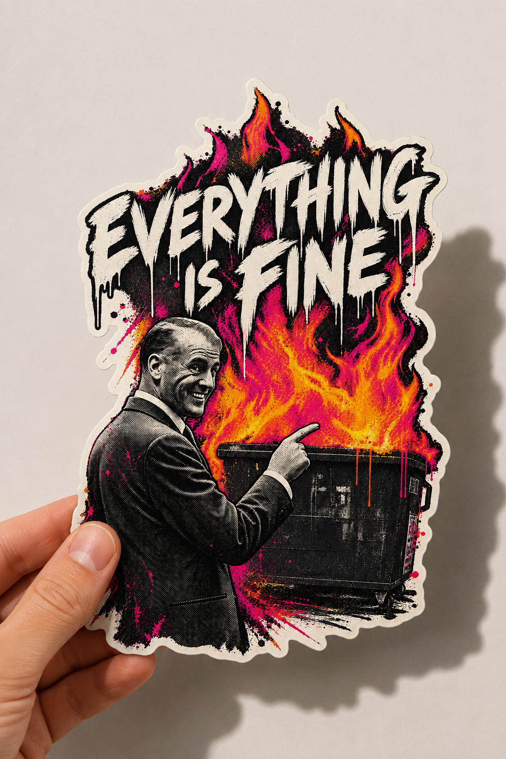 Everything Is Fine Sticker – Dumpster Fire Die-Cut Sticker