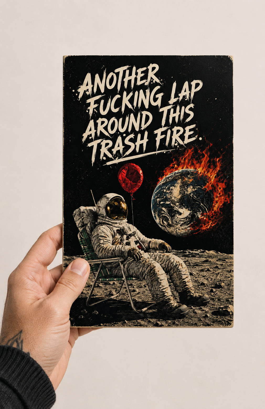 Another Lap Around This Trash Fire Greeting Card – Funny Birthday Card