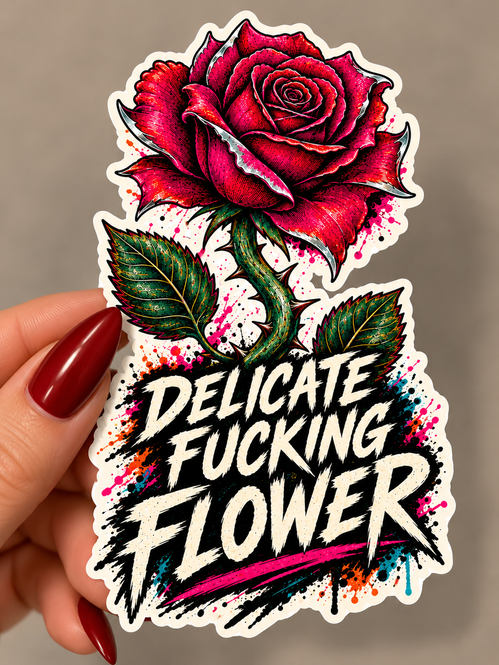 Delicate Fucking Flower Sticker