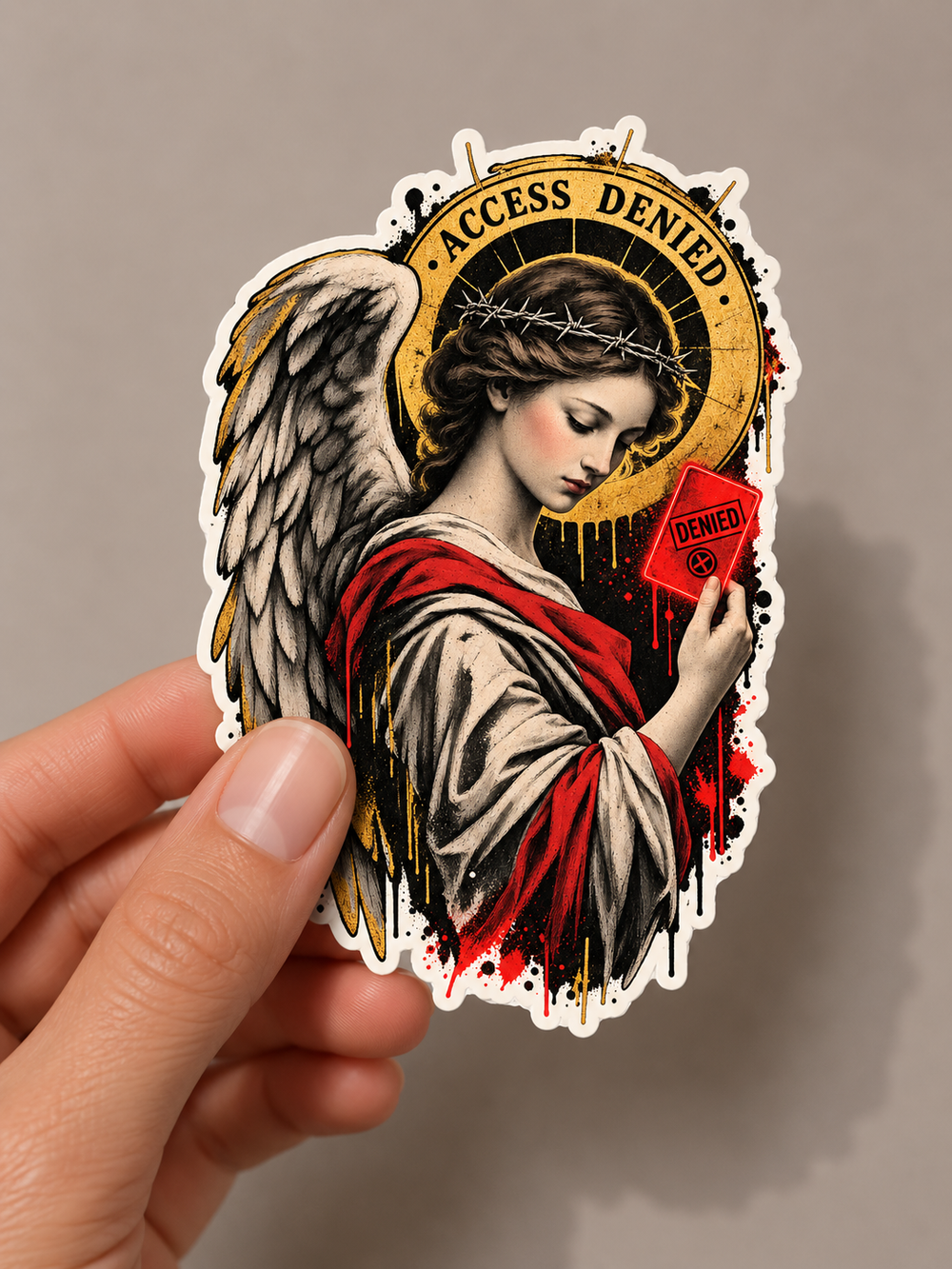 Access Denied Sticker – Renaissance Angel Cyberpunk Sticker