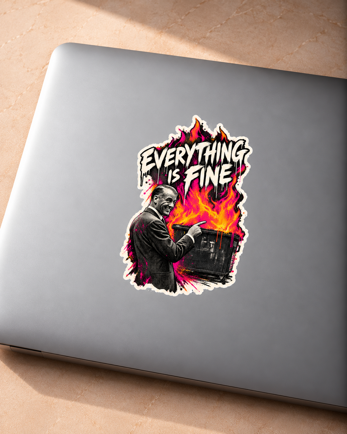 Everything Is Fine Sticker – Dumpster Fire Die-Cut Sticker