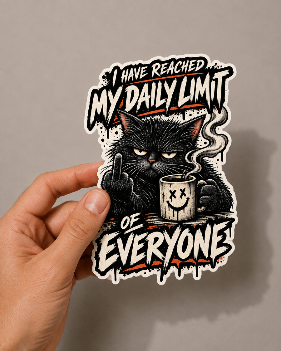 Daily Limit of Everyone Sticker – Grumpy Cat Sarcastic Sticker