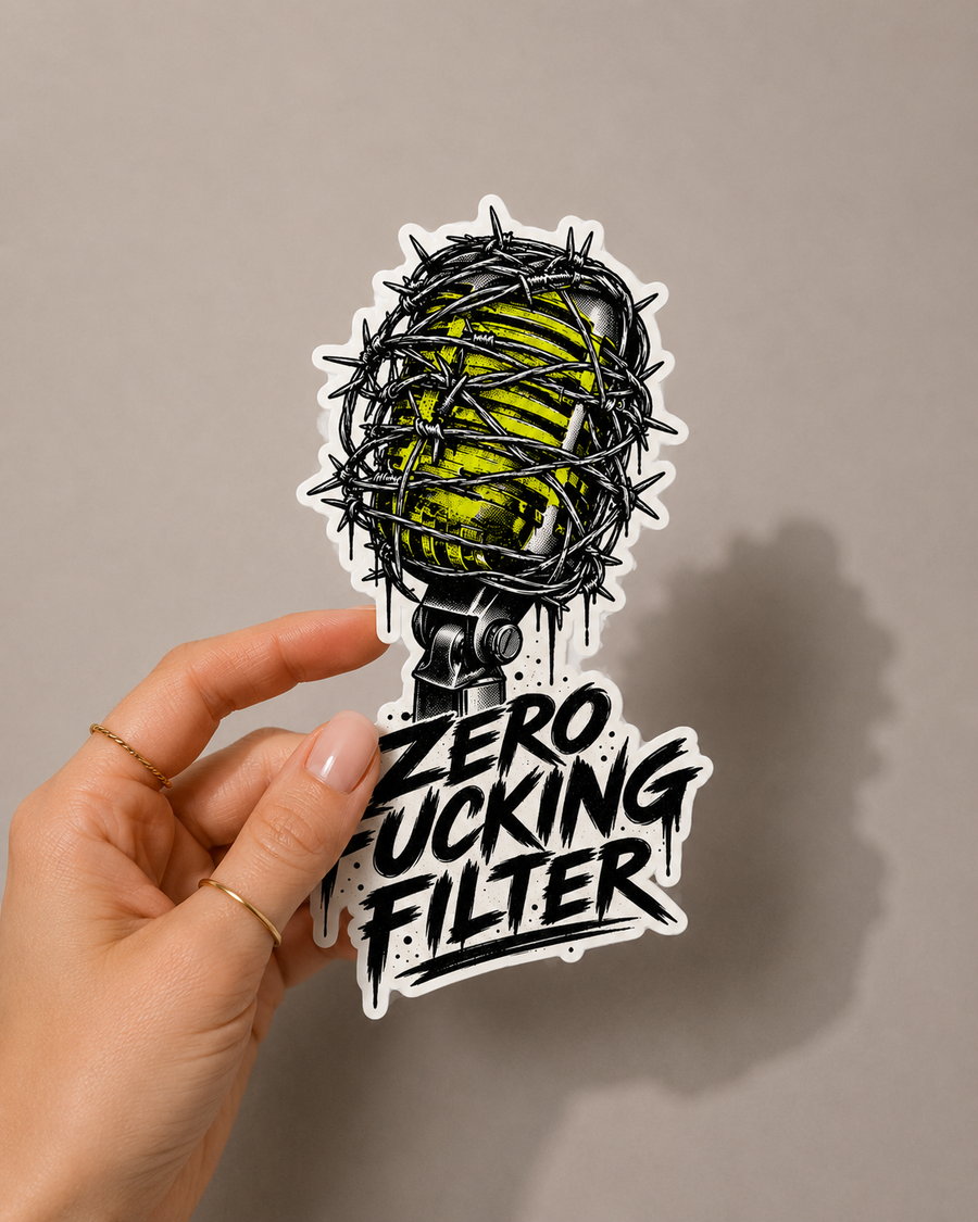 Zero Fucking Filter Sticker – Microphone Die-Cut Sticker