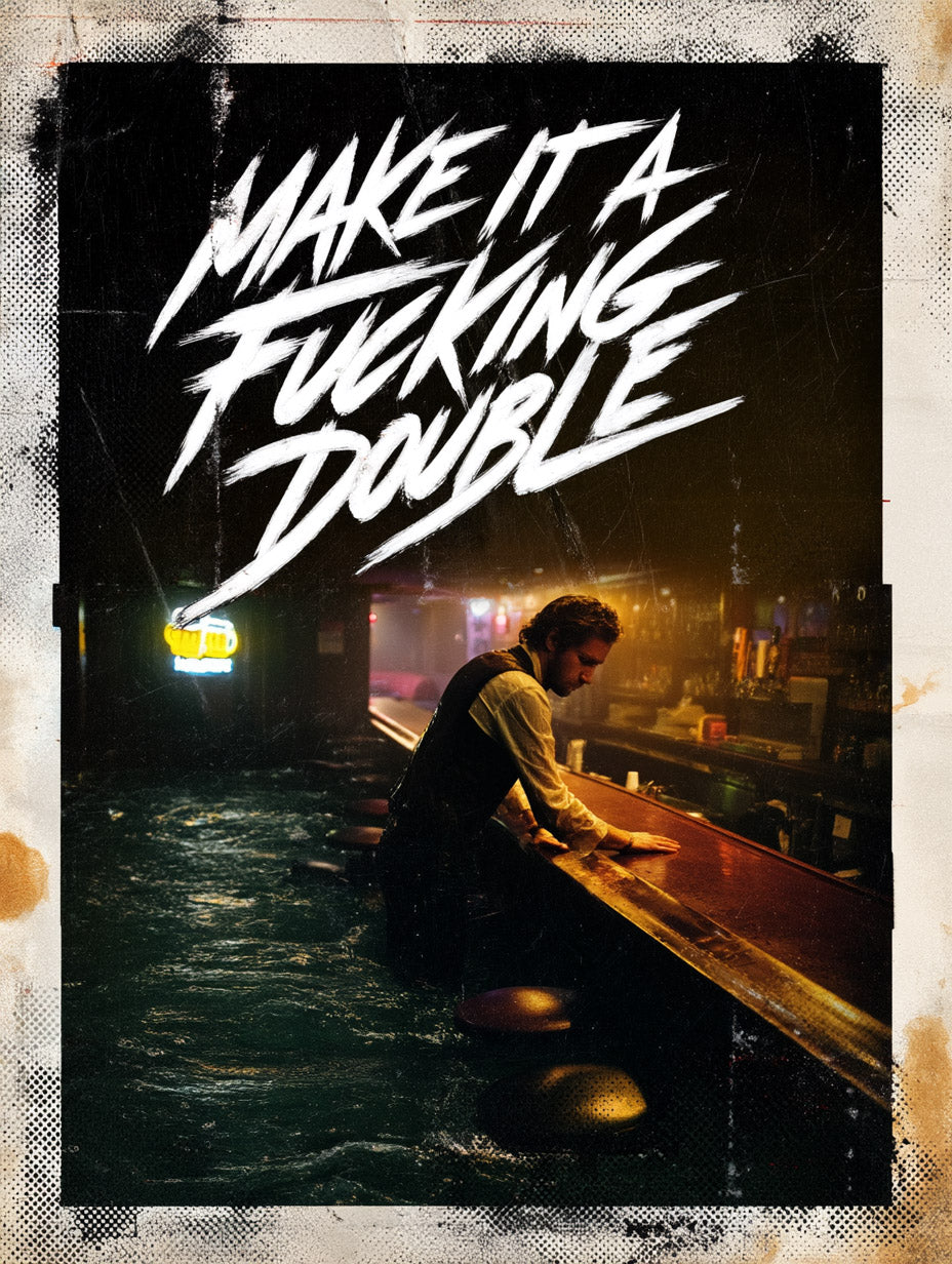 Make It a Fucking Double Art Print – Dark Bar Wall Art