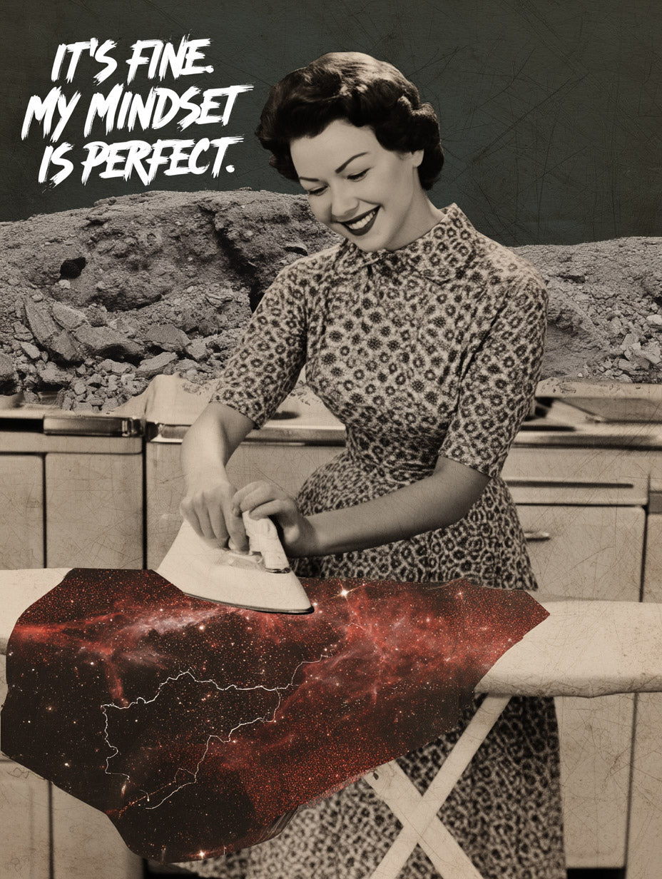 It’s Fine My Mindset Is Perfect Art Print – Retro Surreal Art