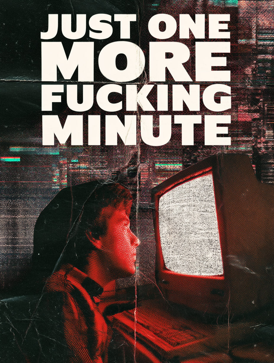 Just One More Fucking Minute Art Print – Retro TV Art