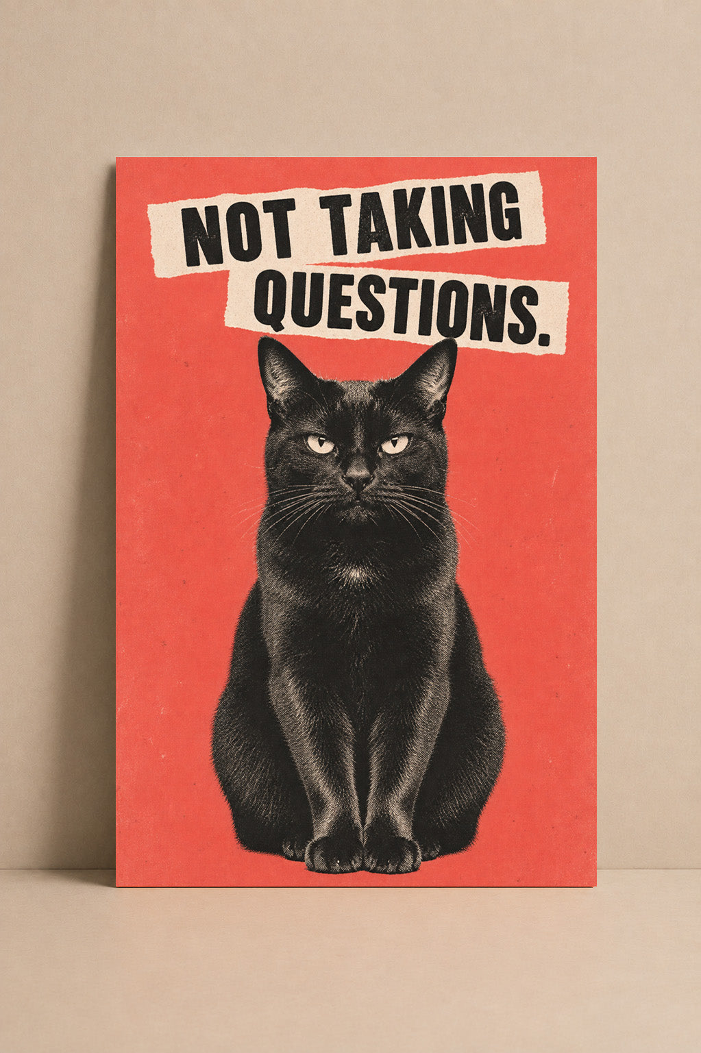 Not Taking Questions Art Print – Black Cat Wall Art