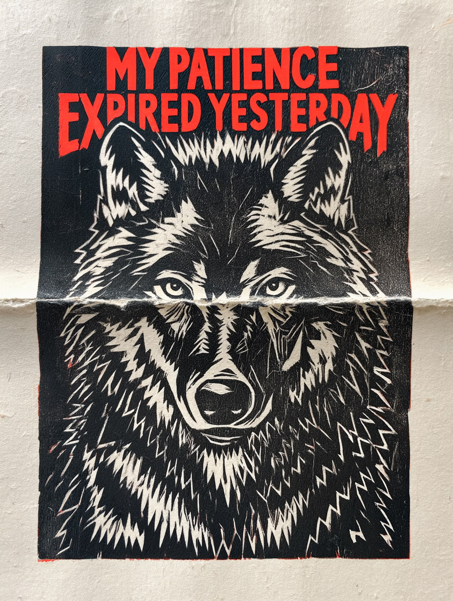 My Patience Expired Yesterday Art Print – Retro Wolf Wall Art