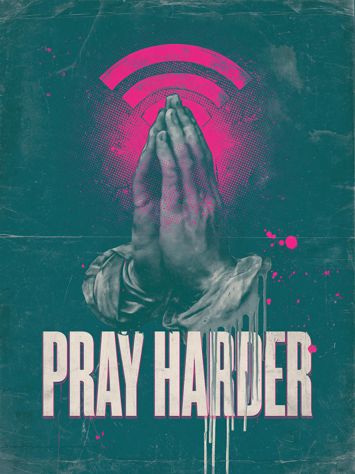 Pray Harder Art Print – Neon Signal Wall Art