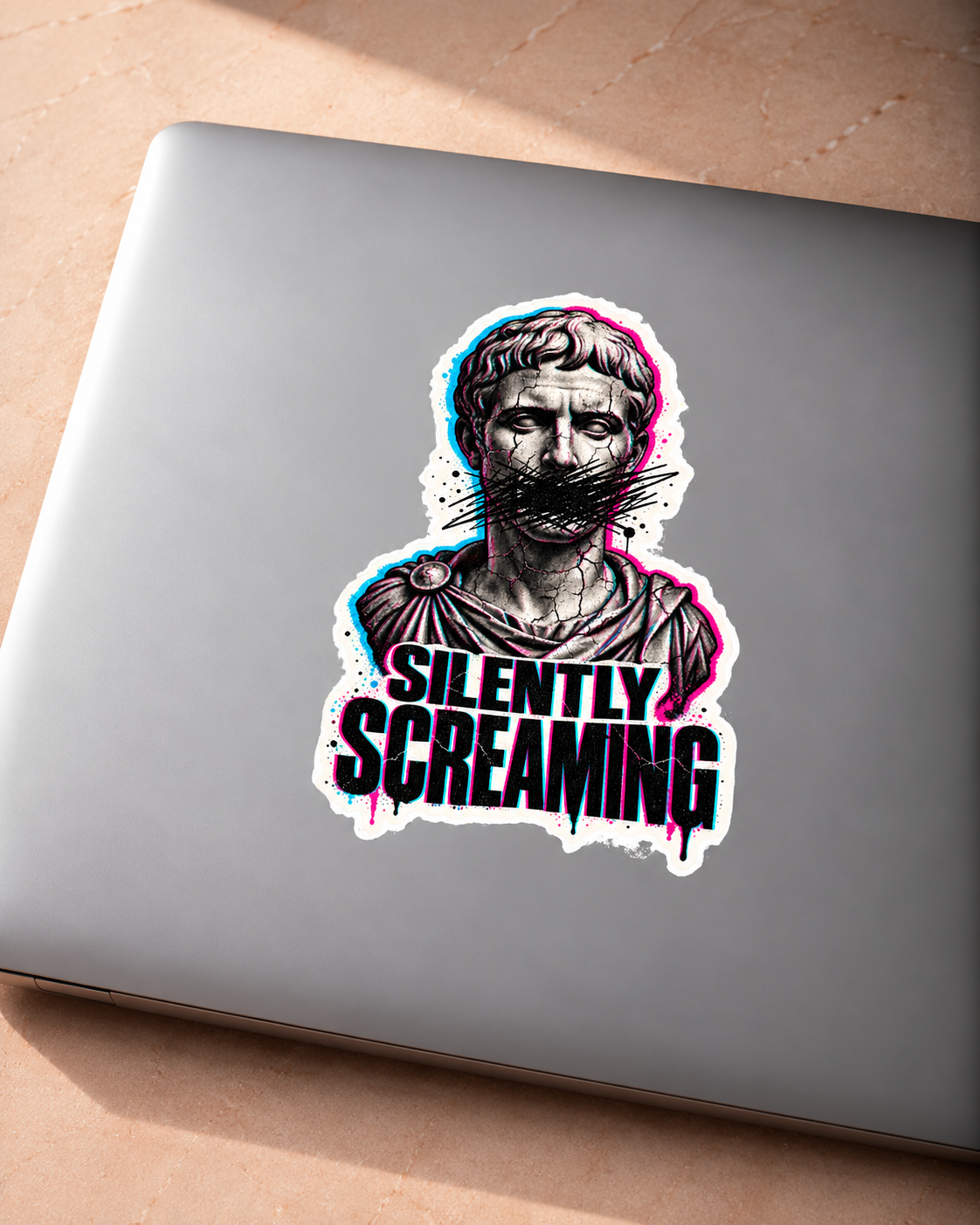 Silently Screaming Sticker – Classical Statue Die-Cut Sticker