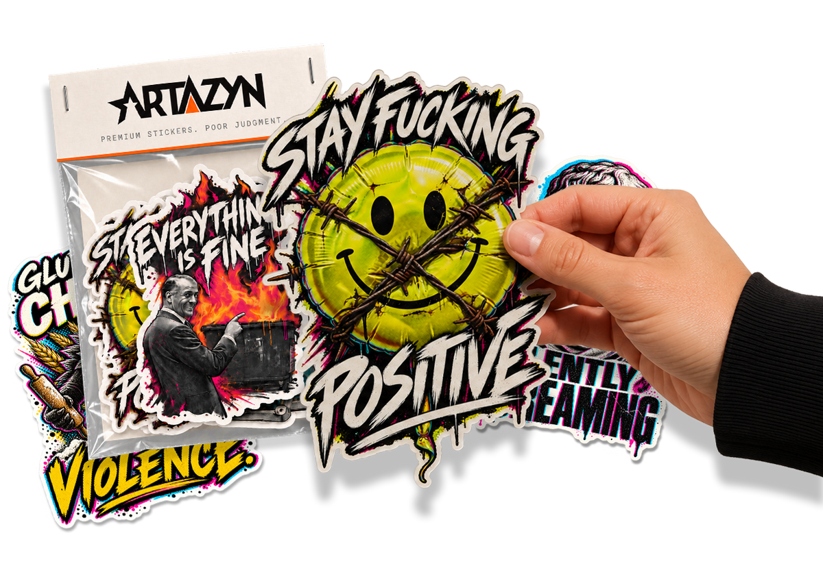 Large Artazyn sticker held by hand
