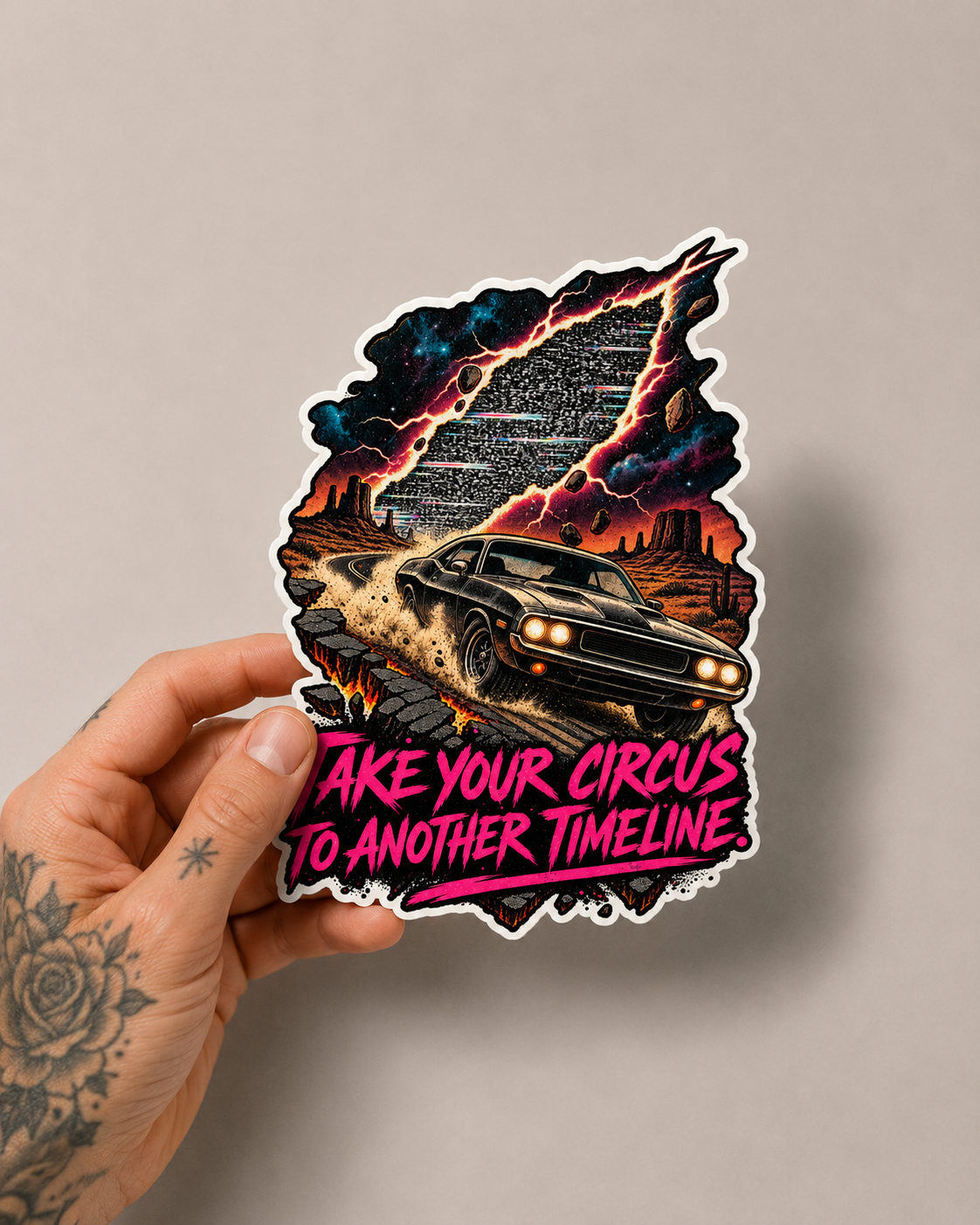 Take Your Circus to Another Timeline Sticker – Portal Car Die-Cut Sticker