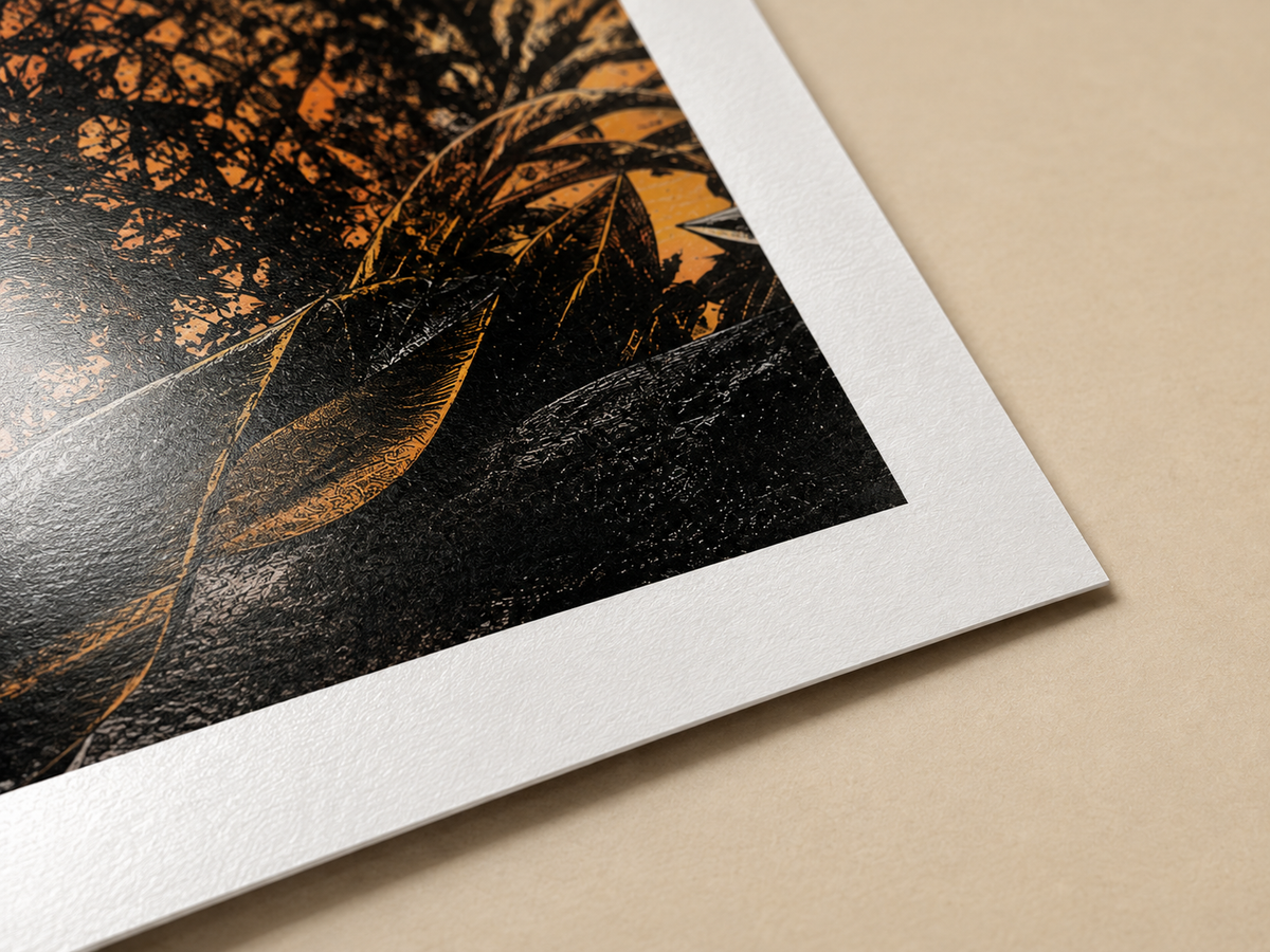 Close-up of Artazyn print paper and frame